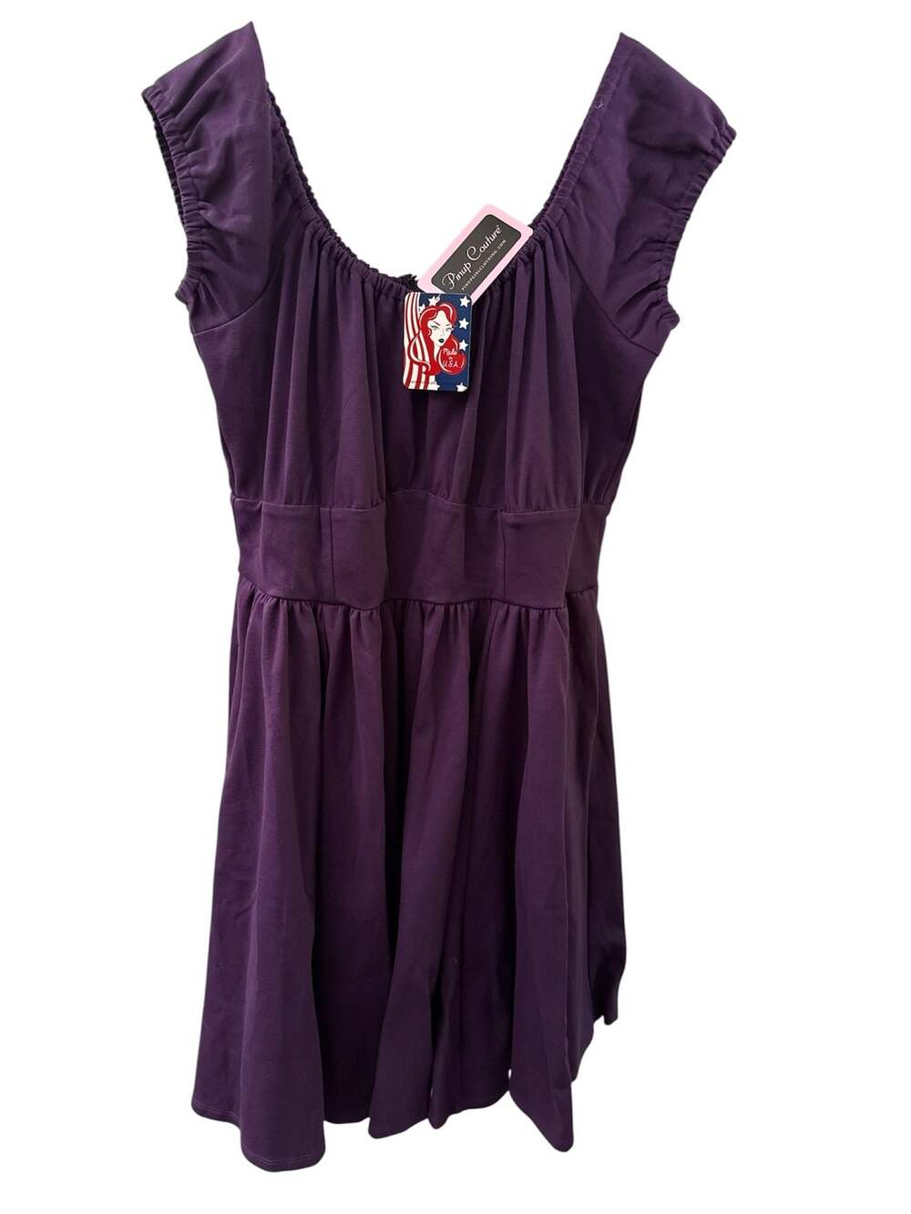 Marie-Thérèse Peasant Dress with Short Sleeves in purple Poly Crepe 2xl